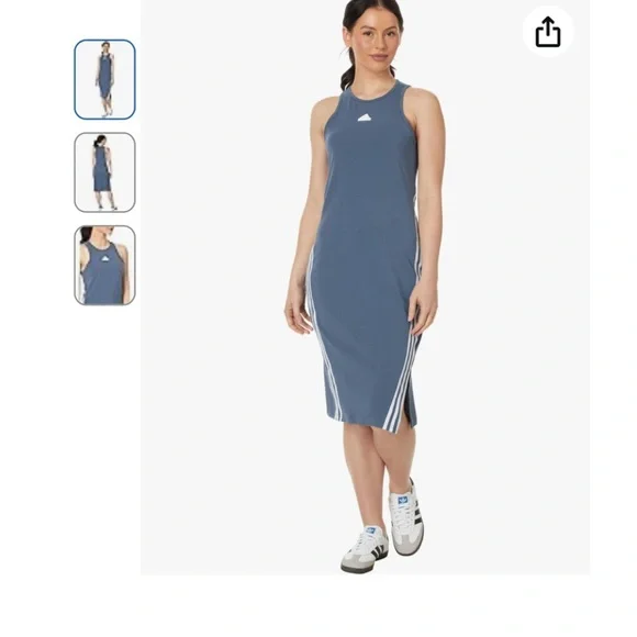 Adidas Blue Future Icon 3-Stripes Dress - Picture 1 of 9